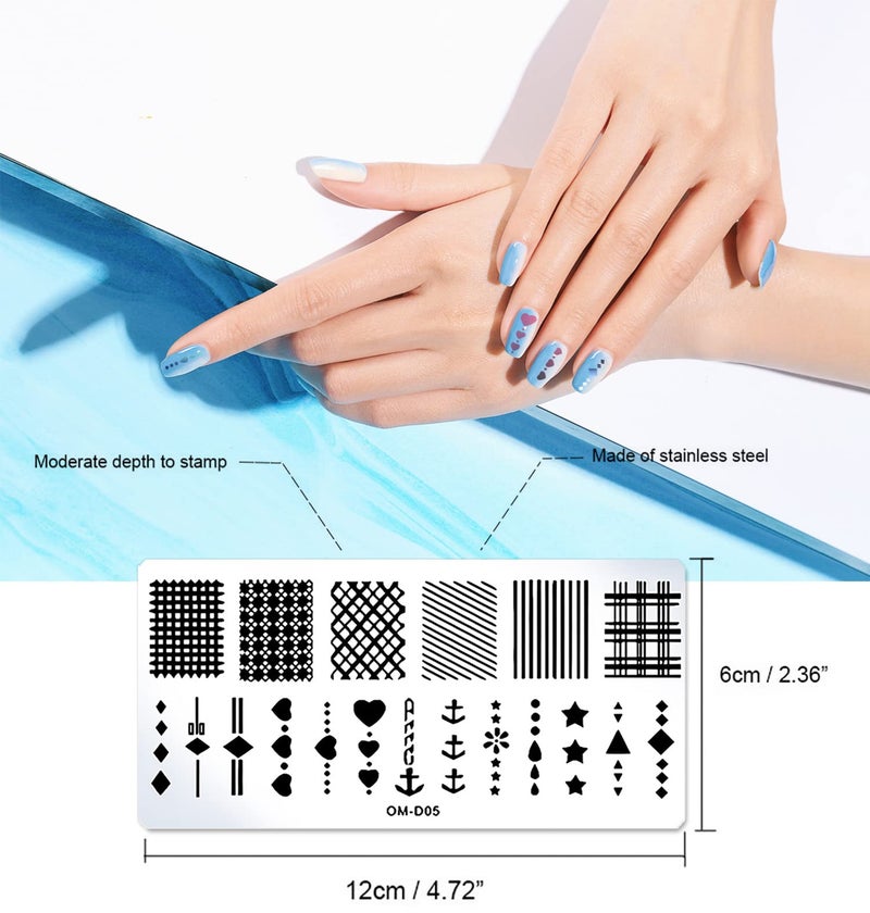 SILPECWEE 10pcs Nail Stamping Plates Nail Stamp Nail Art Plates Geometry Design Stamps Nail Stencil Manicure Templates Nail Art Accessories for DIY&Salon - Image 3
